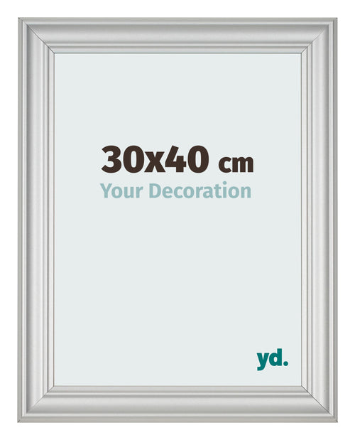 Marco de Fotos 30x40cm Plateado Mate MDF Lazio Delantera Tamano | Yourdecoration.es