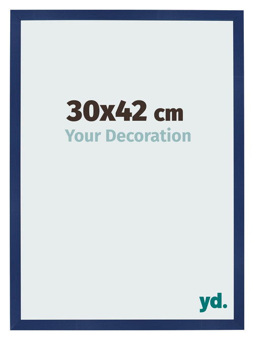 Marco de Fotos 30x42cm Azul Oscuro Barrido MDF Bologna Delantera Tamano | Yourdecoration.es
