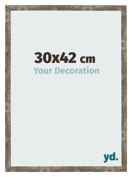 Marco de Fotos 30x42cm Azul Y Dorado Fusionado MDF Bologna Delantera Tamano | Yourdecoration.es
