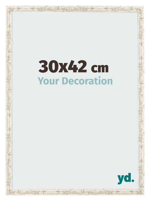 Marco de Fotos 30x42cm Blanco Vintage MDF Bologna Delantera Tamano | Yourdecoration.es