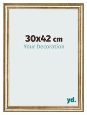 Marco de Fotos 30x42cm Dorado Antiguo MDF Lazio Delantera Tamano | Yourdecoration.es