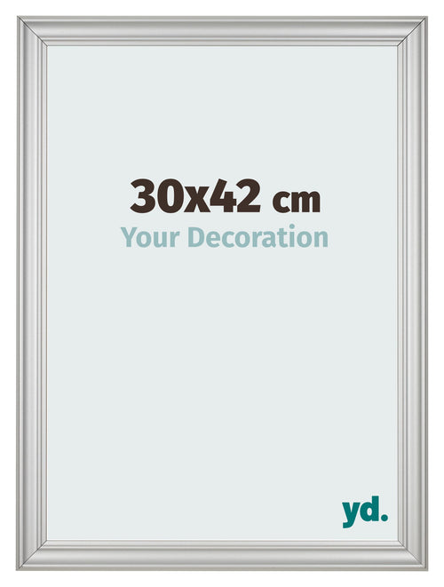 Marco de Fotos 30x42cm Plateado Mate MDF Lazio Delantera Tamano | Yourdecoration.es