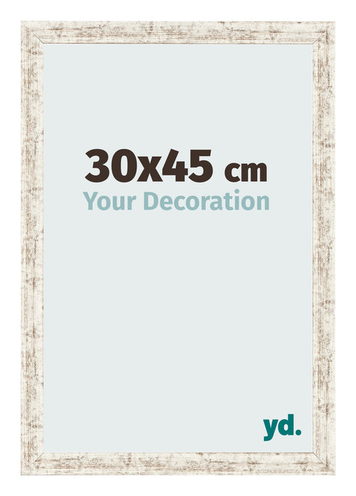Marco de Fotos 30x45cm Blanco Vintage MDF Bologna Delantera Tamano | Yourdecoration.es