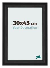 Marco de Fotos 30x45cm Negro Grano De Madera MDF Lazio Delantera Tamano | Yourdecoration.es