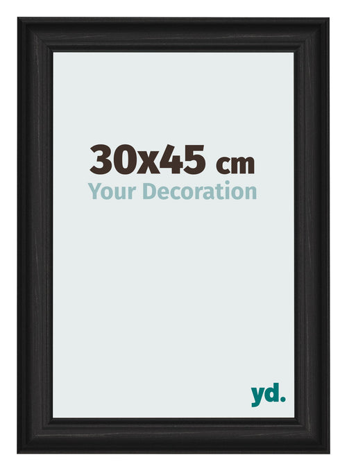 Marco de Fotos 30x45cm Negro Grano De Madera MDF Lazio Delantera Tamano | Yourdecoration.es