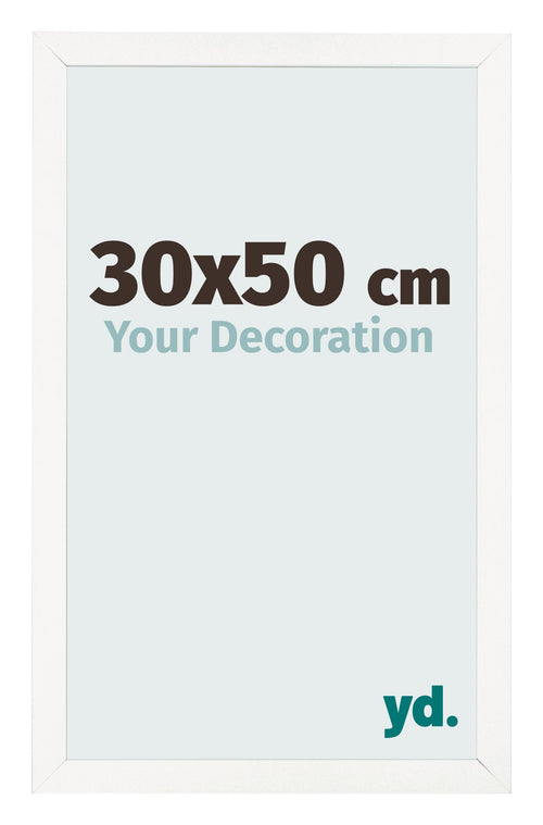 Marco de Fotos 30x50 cm Blanco Brillante MDF Bologna Delantera Tamano | Yourdecoration.es