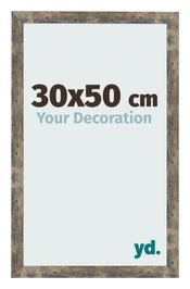 Marco de Fotos 30x50cm Azul Y Dorado Fusionado MDF Bologna Delantera Tamano | Yourdecoration.es