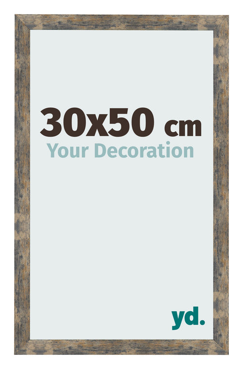 Marco de Fotos 30x50cm Azul Y Dorado Fusionado MDF Bologna Delantera Tamano | Yourdecoration.es