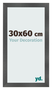 Marco de Fotos 30x60cm Negro Plateado Pulido MDF Pisa Delantera Tamano | Yourdecoration.es
