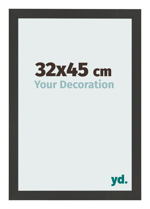 Marco de Fotos 32x45cm Negro Grano De Madera MDF Bologna Delantera Tamano | Yourdecoration.es