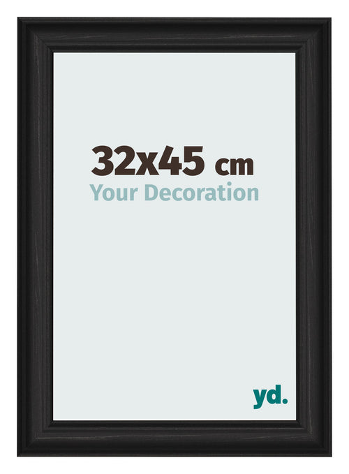 Marco de Fotos 32x45cm Negro Grano De Madera MDF Lazio Delantera Tamano | Yourdecoration.es