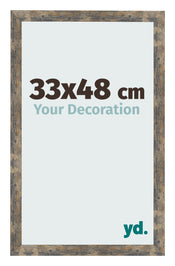 Marco de Fotos 33x48cm Azul Y Dorado Fusionado MDF Bologna Delantera Tamano | Yourdecoration.es
