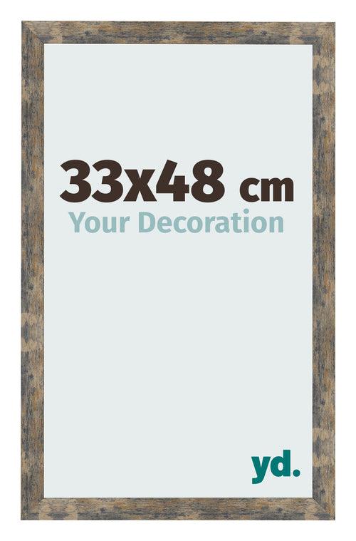 Marco de Fotos 33x48cm Azul Y Dorado Fusionado MDF Bologna Delantera Tamano | Yourdecoration.es