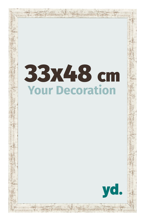 Marco de Fotos 33x48cm Blanco Vintage MDF Bologna Delantera Tamano | Yourdecoration.es