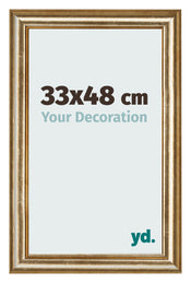 Marco de Fotos 33x48cm Dorado Antiguo MDF Lazio Delantera Tamano | Yourdecoration.es