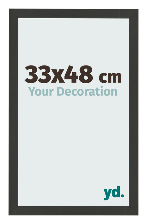 Marco de Fotos 33x48cm Negro Grano De Madera MDF Bologna Delantera Tamano | Yourdecoration.es