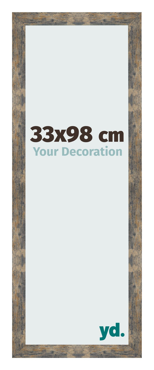 Marco de Fotos 33x98cm Azul Y Dorado Fusionado MDF Bologna Delantera Tamano | Yourdecoration.es