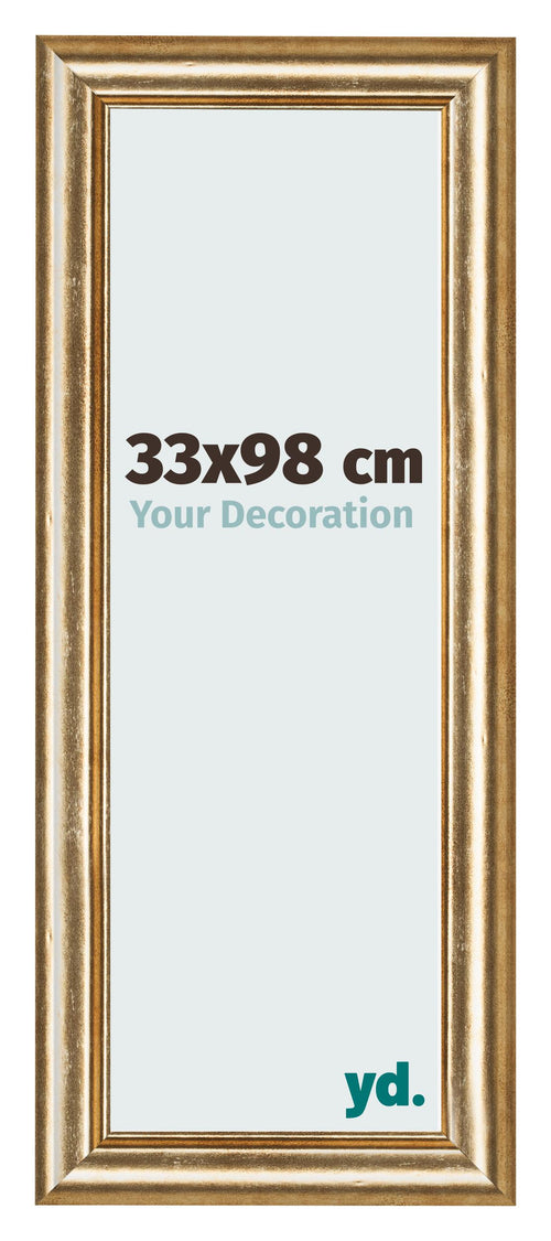 Marco de Fotos 33x98cm Dorado Antiguo MDF Lazio Delantera Tamano | Yourdecoration.es