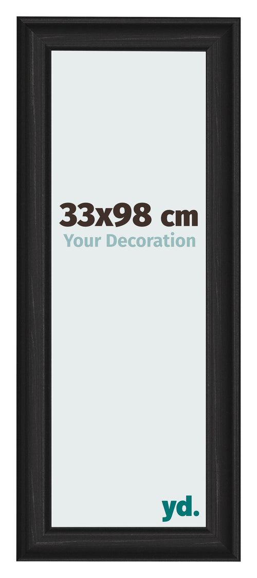 Marco de Fotos 33x98cm Negro Grano De Madera MDF Lazio Delantera Tamano | Yourdecoration.es