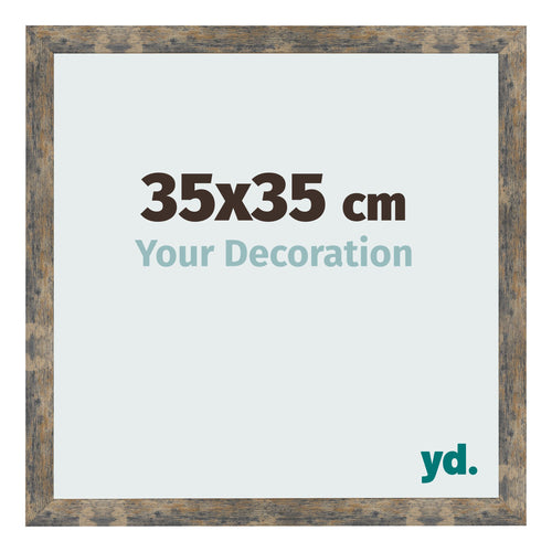Marco de Fotos 35x35cm Azul Y Dorado Fusionado MDF Bologna Delantera Tamano | Yourdecoration.es
