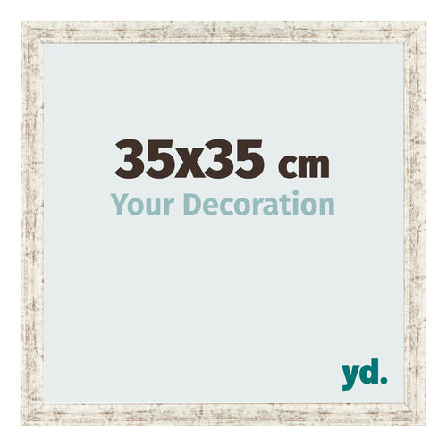 Marco de Fotos 35x35cm Blanco Vintage MDF Bologna Delantera Tamano | Yourdecoration.es