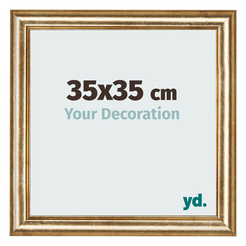 Marco de Fotos 35x35cm Dorado Antiguo MDF Lazio Delantera Tamano | Yourdecoration.es