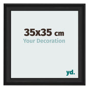 Marco de Fotos 35x35cm Negro Grano De Madera MDF Lazio Delantera Tamano | Yourdecoration.es
