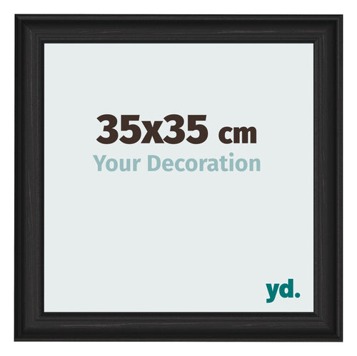 Marco de Fotos 35x35cm Negro Grano De Madera MDF Lazio Delantera Tamano | Yourdecoration.es