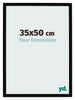 Marco de Fotos 35x50cm Negro Brillante MDF Bologna Delantera Tamano | Yourdecoration.es