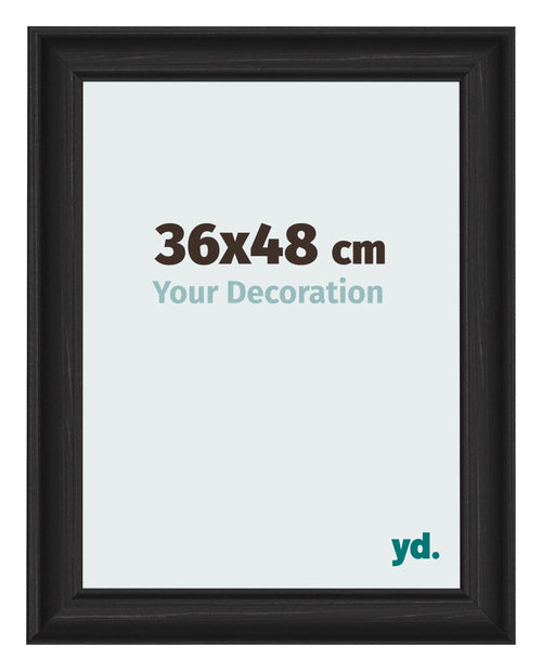 Marco de Fotos 36x48cm Negro Grano De Madera MDF Lazio Delantera Tamano | Yourdecoration.es