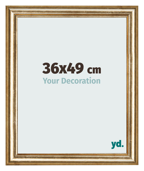 Marco de Fotos 36x49cm Dorado Antiguo MDF Lazio Delantera Tamano | Yourdecoration.es