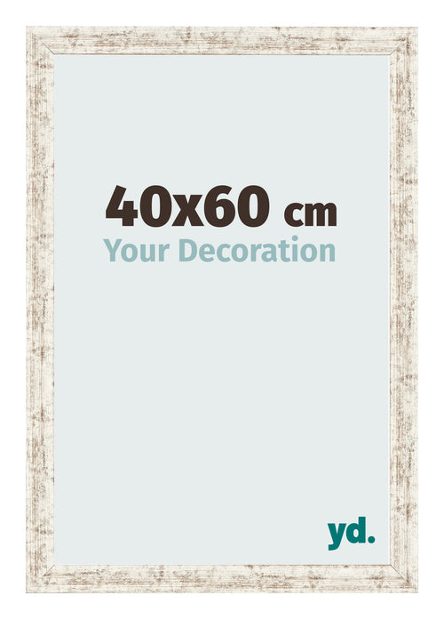 Marco de Fotos 40x60cm Blanco Vintage MDF Bologna Delantera Tamano | Yourdecoration.es