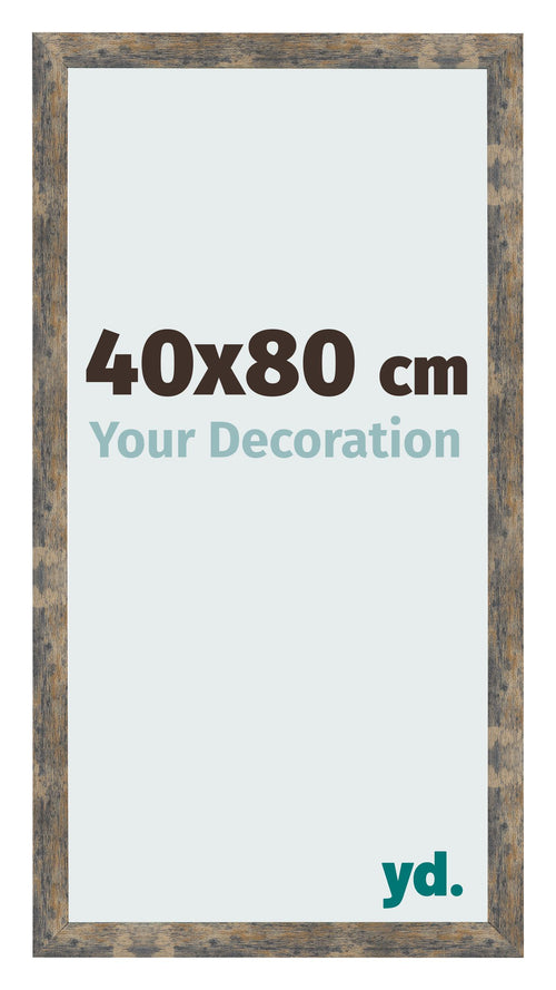 Marco de Fotos 40x80cm Azul Y Dorado Fusionado MDF Bologna Delantera Tamano | Yourdecoration.es