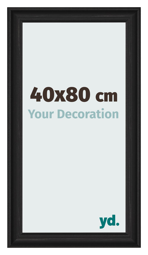 Marco de Fotos 40x80cm Negro Grano De Madera MDF Lazio Delantera Tamano | Yourdecoration.es