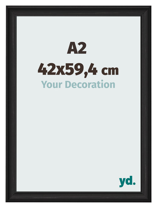 Marco de Fotos 42x59 4cm A2 Negro Grano De Madera MDF Lazio Delantera Tamano | Yourdecoration.es