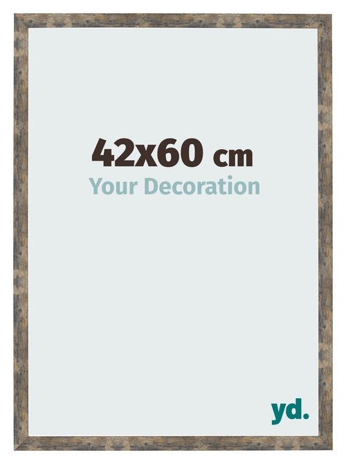 Marco de Fotos 42x60cm Azul Y Dorado Fusionado MDF Bologna Delantera Tamano | Yourdecoration.es