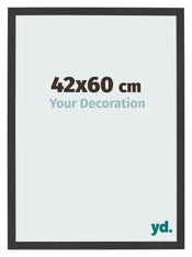 Marco de Fotos 42x60cm Negro Grano De Madera MDF Bologna Delantera Tamano | Yourdecoration.es