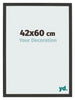 Marco de Fotos 42x60cm Negro Grano De Madera MDF Bologna Delantera Tamano | Yourdecoration.es