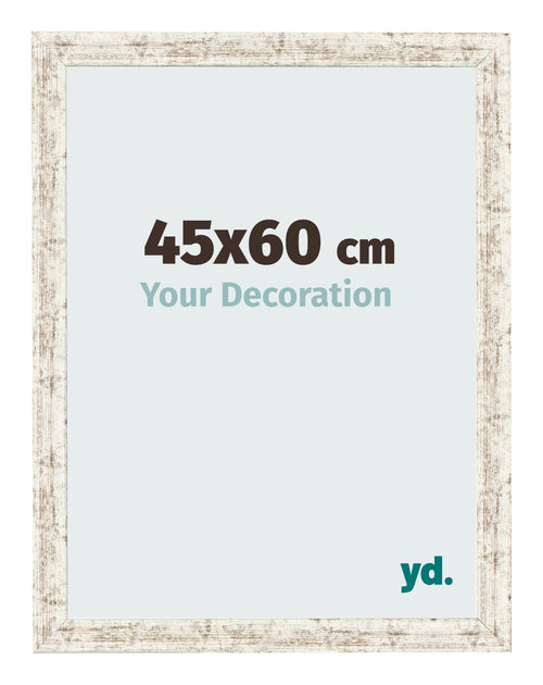 Marco de Fotos 45x60cm Blanco Vintage MDF Bologna Delantera Tamano | Yourdecoration.es