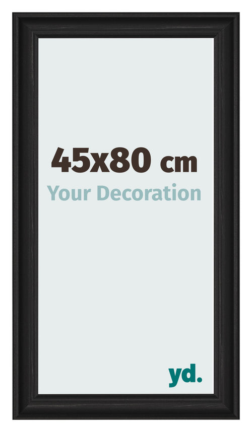 Marco de Fotos 45x80cm Negro Grano De Madera MDF Lazio Delantera Tamano | Yourdecoration.es