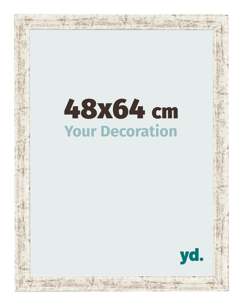 Marco de Fotos 48x64cm Blanco Vintage MDF Bologna Delantera Tamano | Yourdecoration.es