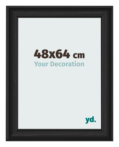 Marco de Fotos 48x64cm Negro Grano De Madera MDF Lazio Delantera Tamano | Yourdecoration.es