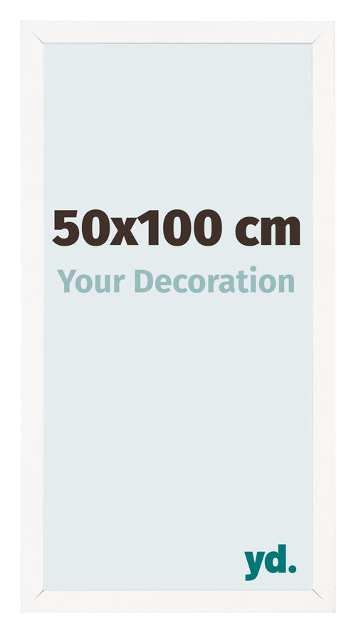 Marco de Fotos 50x100 cm Blanco Brillante MDF Bologna Delantera Tamano | Yourdecoration.es