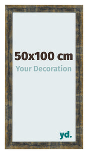 Marco de Fotos 50x100cm Azul Y Dorado Fusionado MDF Pisa Delantera Tamano | Yourdecoration.es