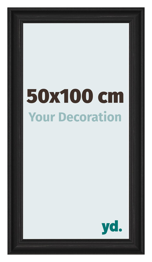 Marco de Fotos 50x100cm Negro Grano De Madera MDF Lazio Delantera Tamano | Yourdecoration.es