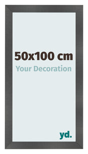 Marco de Fotos 50x100cm Negro Plateado Pulido MDF Pisa Delantera Tamano | Yourdecoration.es