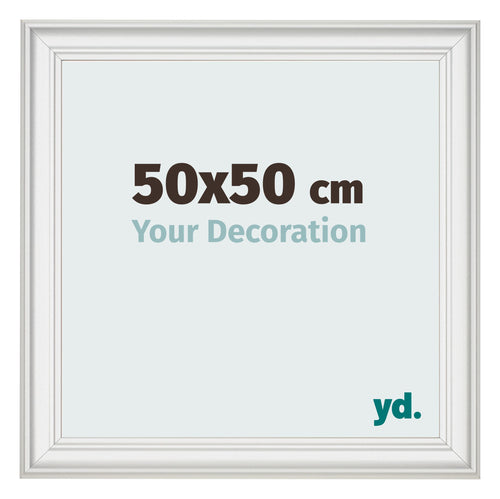 Marco de Fotos 50x50cm Blanco Barrido MDF Lazio Delantera Tamano | Yourdecoration.es