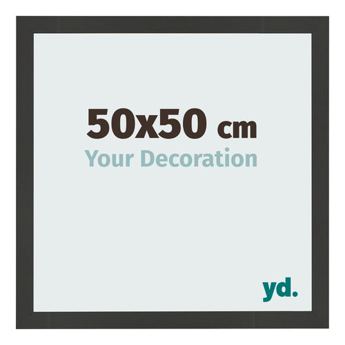 Marco de Fotos 50x50cm Negro Grano De Madera MDF Bologna Delantera Tamano | Yourdecoration.es