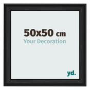 Marco de Fotos 50x50cm Negro Grano De Madera MDF Lazio Delantera Tamano | Yourdecoration.es