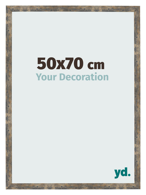 Marco de Fotos 50x70cm Azul Y Dorado Fusionado MDF Bologna Delantera Tamano | Yourdecoration.es